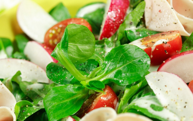 Salad spinach tomatoes mozzarella impressionist free wallpaper - medium preview image