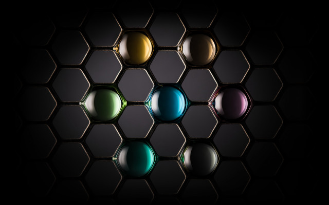 Colorful balls honeycomb brick pavement free wallpaper - medium preview image