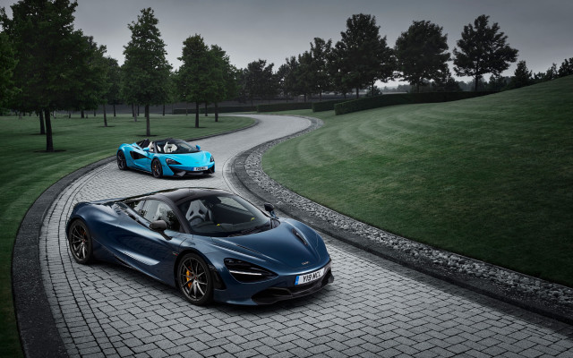 Blue sports cars road green free wallpaper - medium preview image