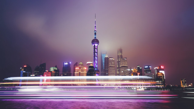 Futuristic city skyline tower bridge free wallpaper - medium preview image
