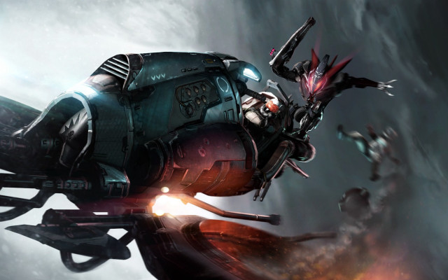 Futuristic space ship robot man free wallpaper - medium preview image