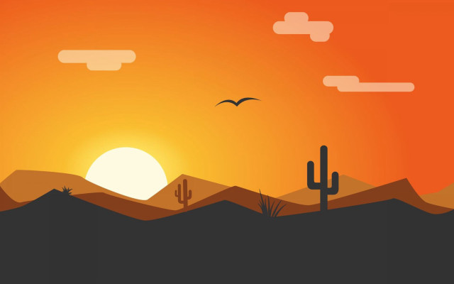 Sunset bird desert cactus horizon free wallpaper - medium preview image
