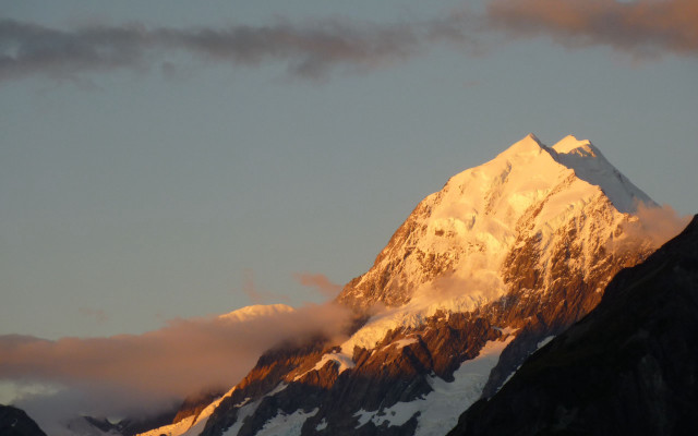 Snow mountain clouds dusk ocean free wallpaper - medium preview image