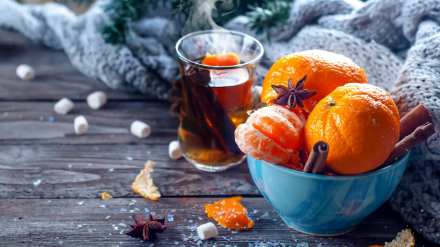 Orange tea bowl christmas table free wallpaper for desktop - medium preview image