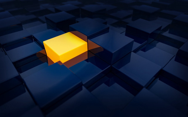 Yellow cube blue background squares free wallpaper - medium preview image