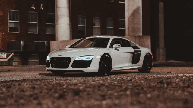 White car street building bench free wallpaper - medium preview image