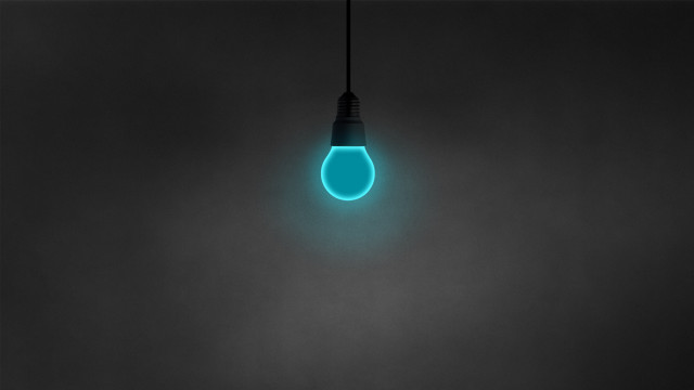 Glowing blue light bulb minimalist free wallpaper - medium preview image