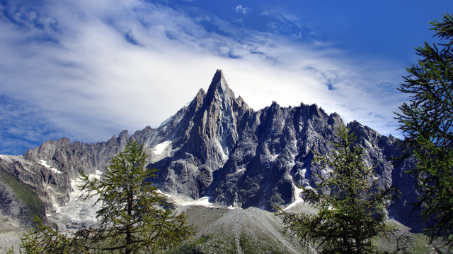 Mountain peak trees clouds blue #2 free wallpaper - medium preview image