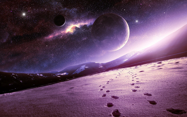 Distant planet footprints snow star free wallpaper - medium preview image