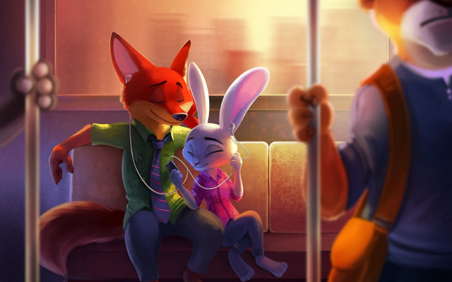 Fox rabbit sitting indoors blurry free wallpaper - medium preview image
