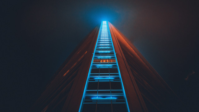 Futuristic tower cyberpunk neon sky free wallpaper - medium preview image