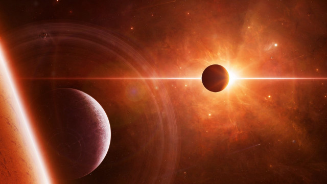 Red planet two moons bright free wallpaper - medium preview image