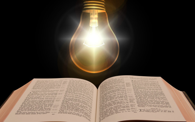 Open book light bulb illustration free wallpaper - medium preview image