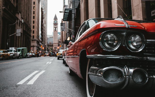 Red car city street tokyo free wallpaper - medium preview image