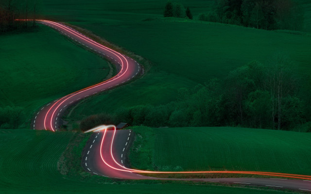Winding road red light night free wallpaper - medium preview image