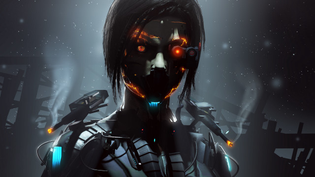 Futuristic woman glowing eyes sci free wallpaper - medium preview image