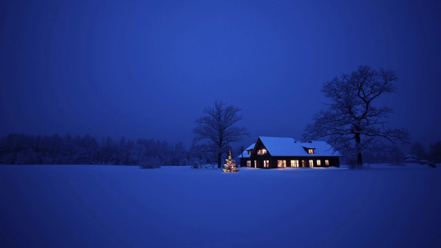 House christmas tree snow night #2 free wallpaper - medium preview image