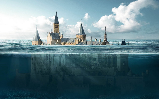 Castle ocean mattepainting architecture beach free wallpaper - medium preview image