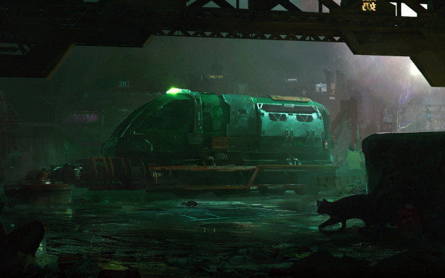 Cat railway dirty dark green free wallpaper - medium preview image
