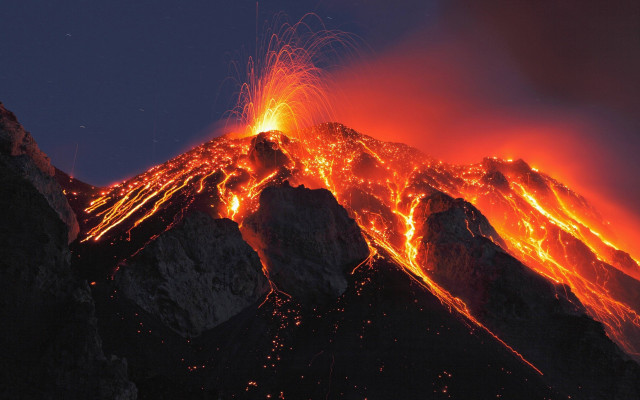 Mountain lava fire dusk embers free wallpaper - medium preview image