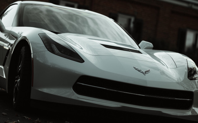 White sports car roadside building free wallpaper - medium preview image