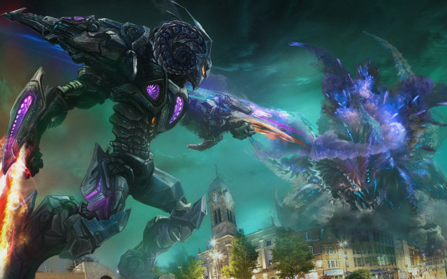 Futuristic robot attack giant alien free wallpaper - medium preview image