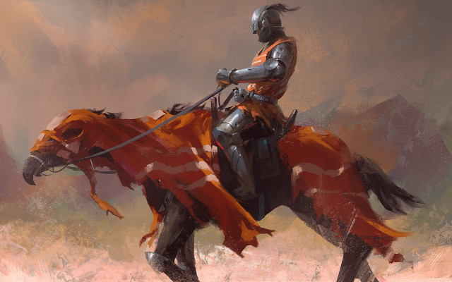 Armor horseman desert fantasy cape free wallpaper - medium preview image