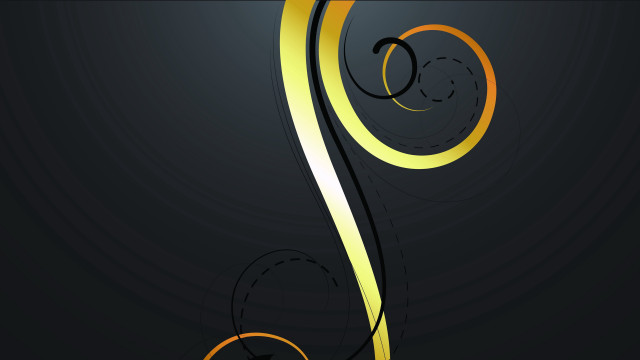 Black yellow swirls dots vector free wallpaper - medium preview image
