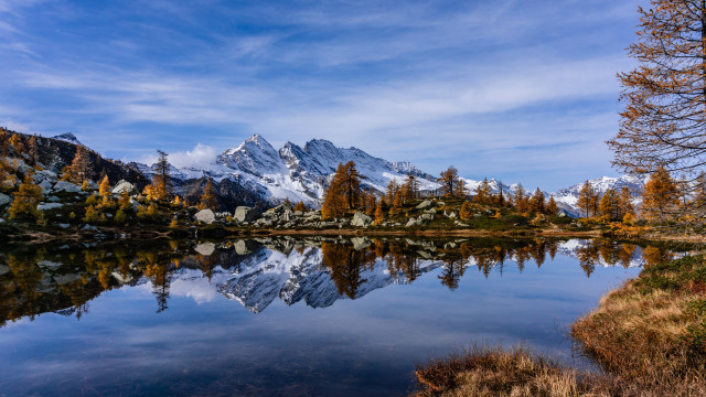 Mountain reflection lake autumn forest free wallpaper - medium preview image