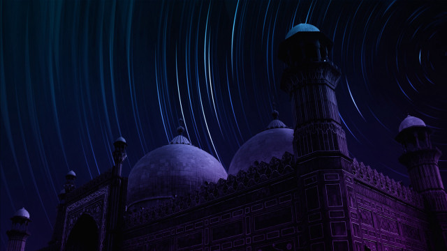 Clock tower star trail matte free wallpaper for desktop - medium preview image