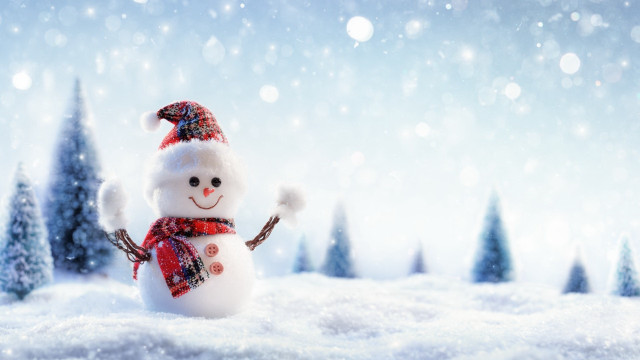 Snowman red scarf hat snow free wallpaper - medium preview image