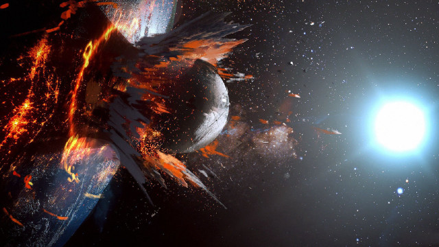 Space planet blue light star free wallpaper - medium preview image