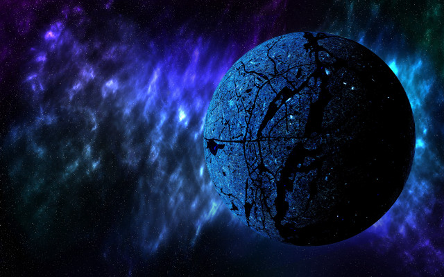 Blue planet starry sky fantasy free wallpaper - medium preview image