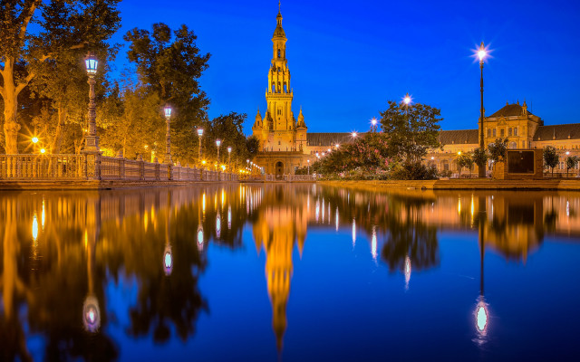 City river clocktower night lights free wallpaper - medium preview image