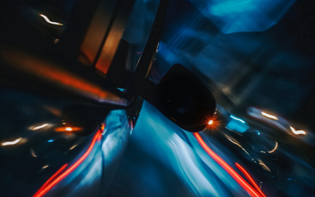 Blurry car night motionblur futurism free wallpaper - medium preview image