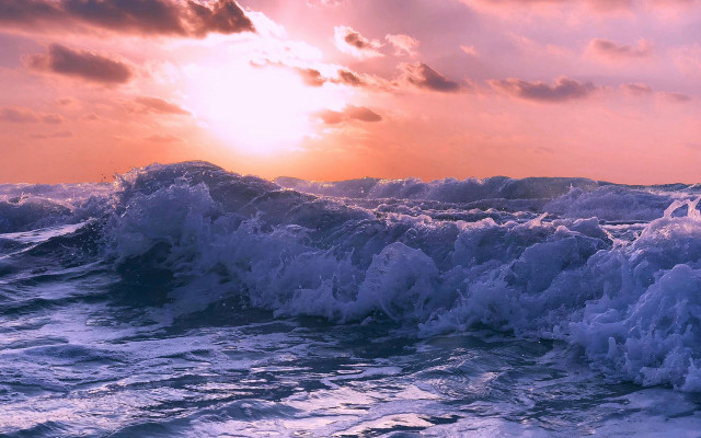 Ocean sunset clouds beach city free wallpaper - medium preview image