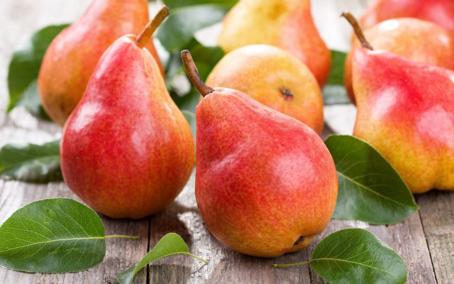 Pears wooden table white background free wallpaper - medium preview image