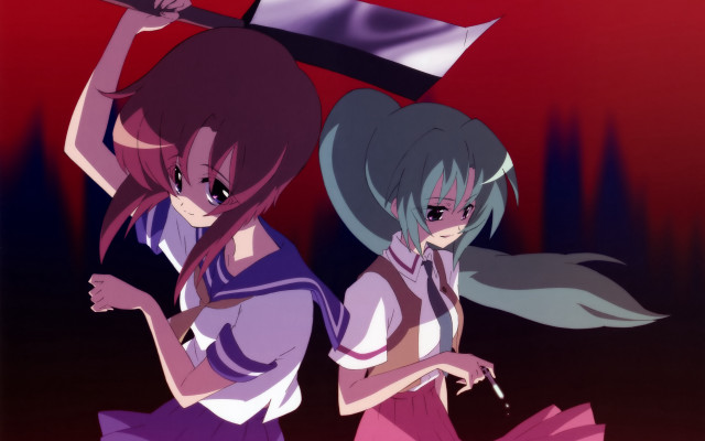 Anime girls flag sword school free wallpaper - medium preview image