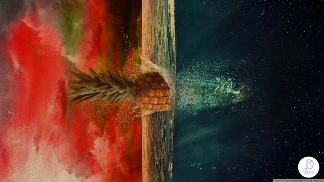 Pineapple colorful background space bird free wallpaper - medium preview image