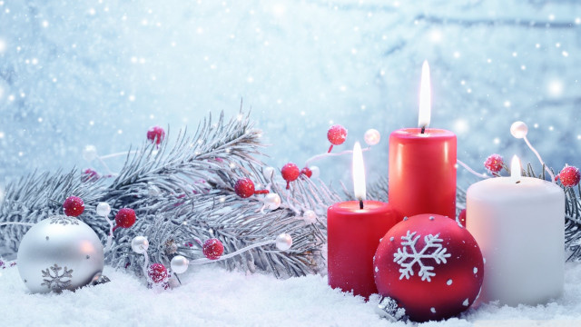 Candles snow pine christmas decorations free wallpaper - medium preview image