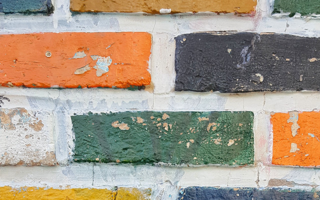 Brickwall painted clock neo fauvism free wallpaper - medium preview image