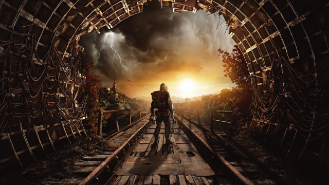 Man bike tunnel sky lightning #2 free wallpaper - medium preview image