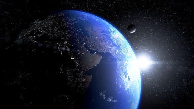 Earth space aurora moon star free wallpaper - medium preview image
