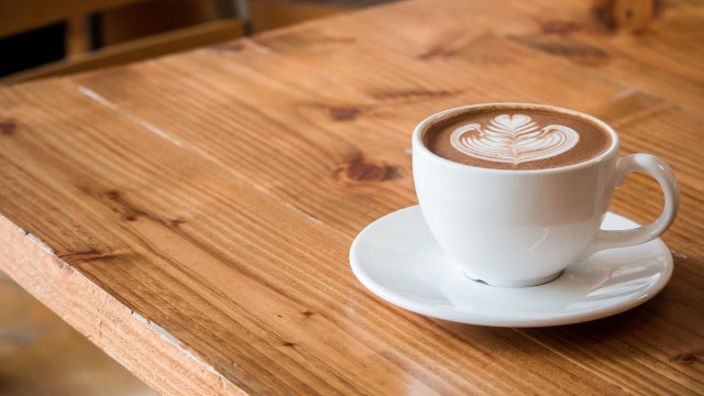 Coffee saucer wooden table leaf free wallpaper - medium preview image