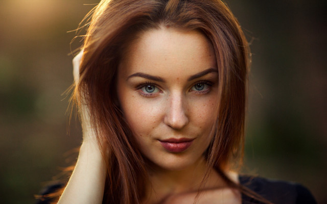 Red haired blue eyed woman #3 free wallpaper - medium preview image