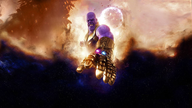 Gold man flying giant object free wallpaper - medium preview image