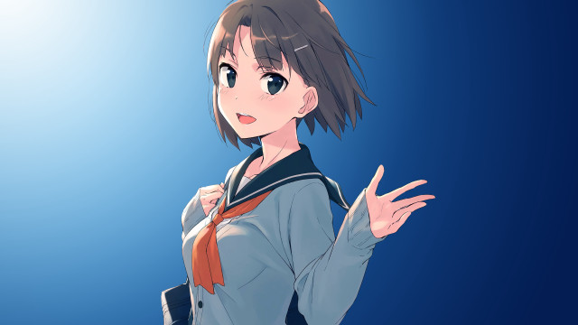 Chizuko yoshida school uniform waving free wallpaper - medium preview image