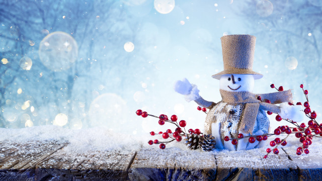 Snowman top hat scarf berries free wallpaper - medium preview image