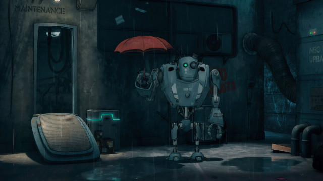 Robot umbrella room chair automatistes free wallpaper - medium preview image