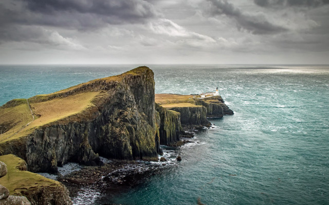 Lighthouse cliff ocean cloudy sky #4 free wallpaper - medium preview image